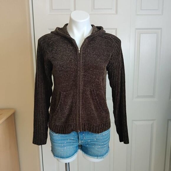 Style & Co. velour zip front hoodie cardigan sz SP - Picture 1 of 8